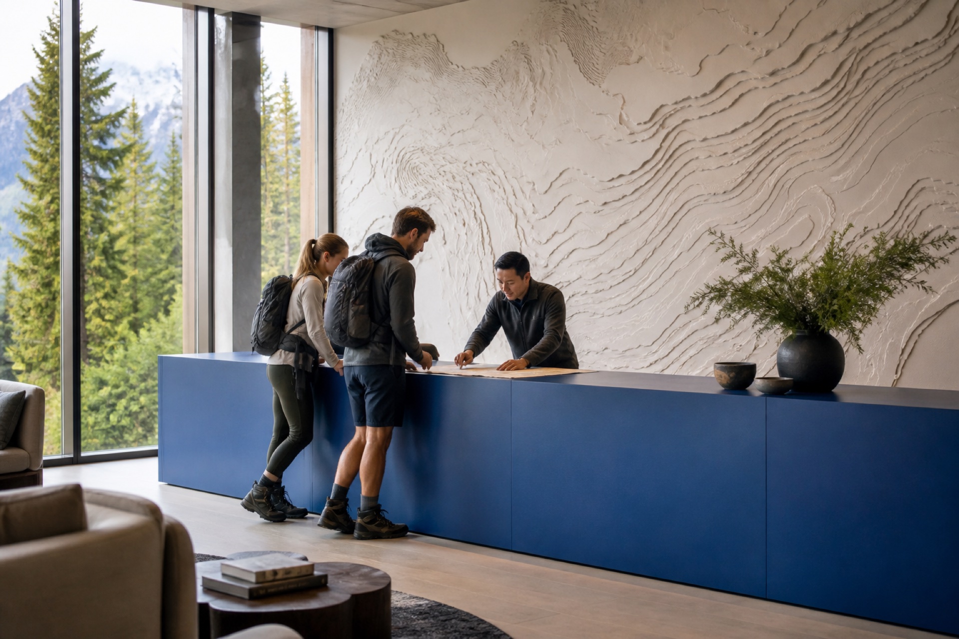Ttnavi concierge helping guests plan a mountain route