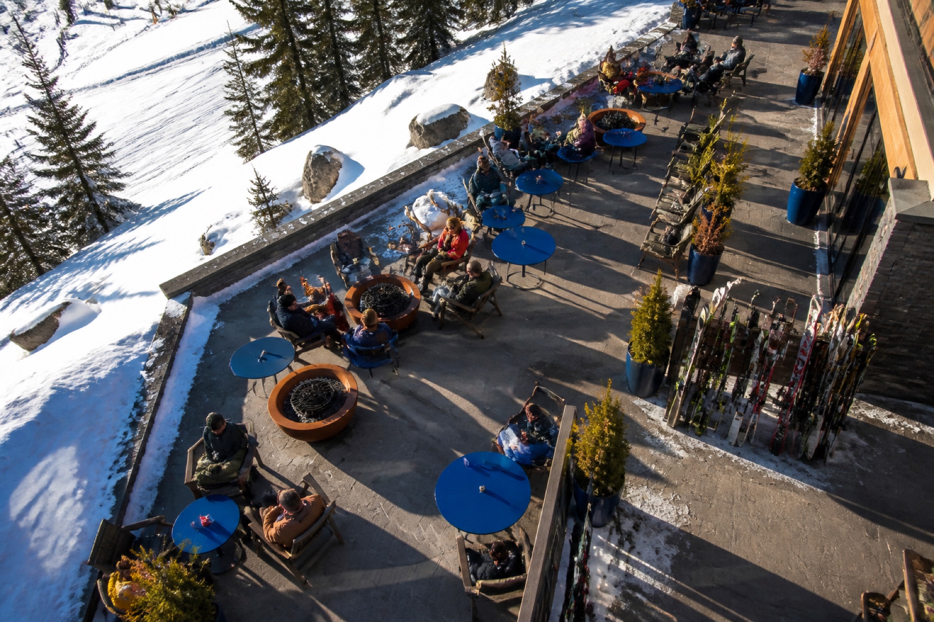Winter terrace after skiing