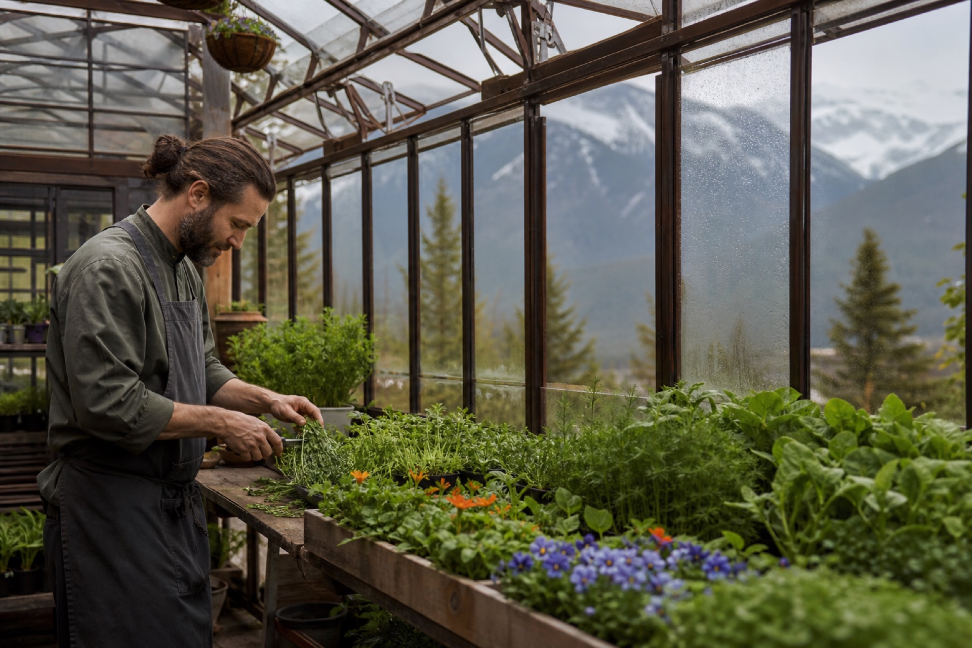 Resort greenhouse in spring