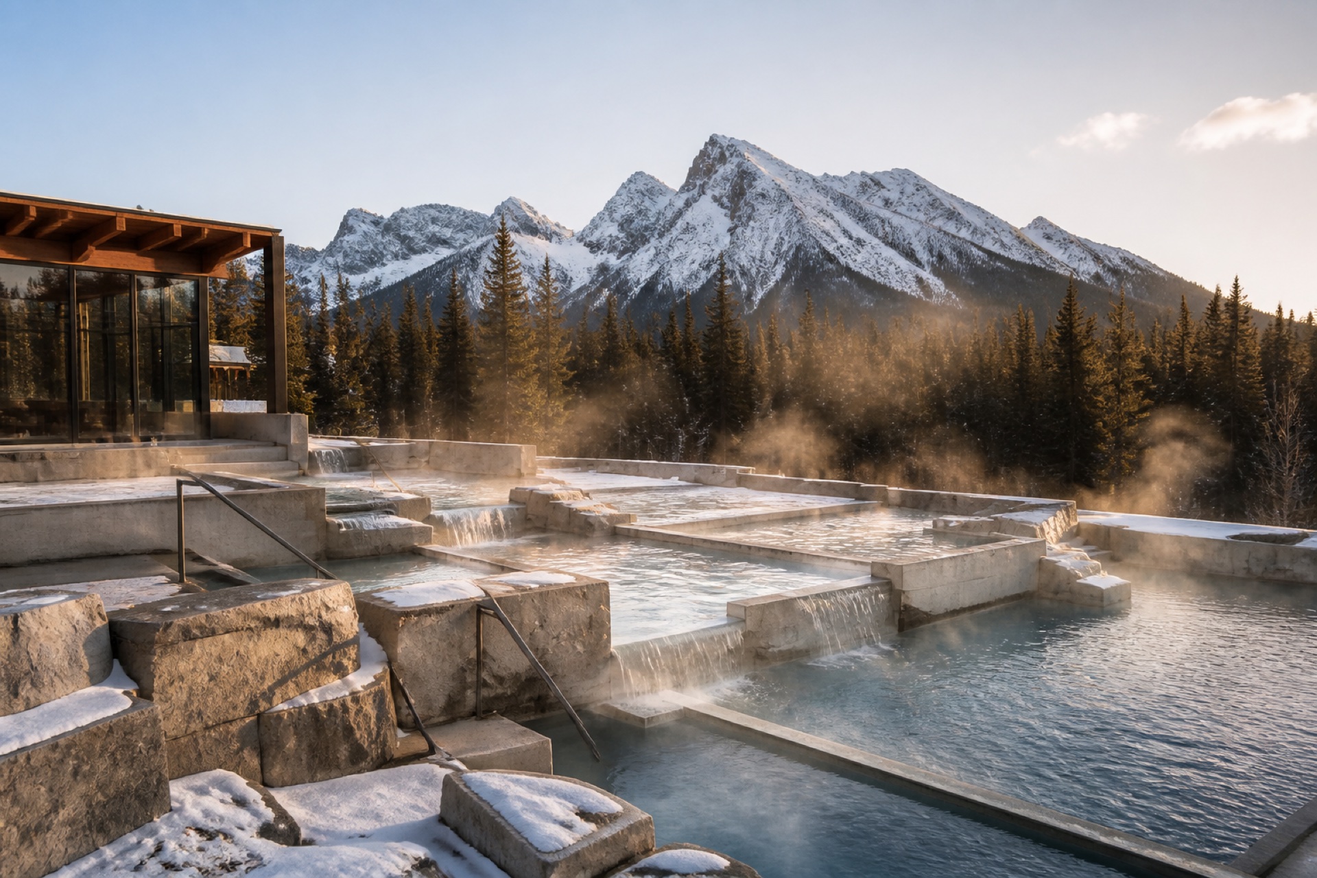 Outdoor mountain thermal pools at Ttnavi