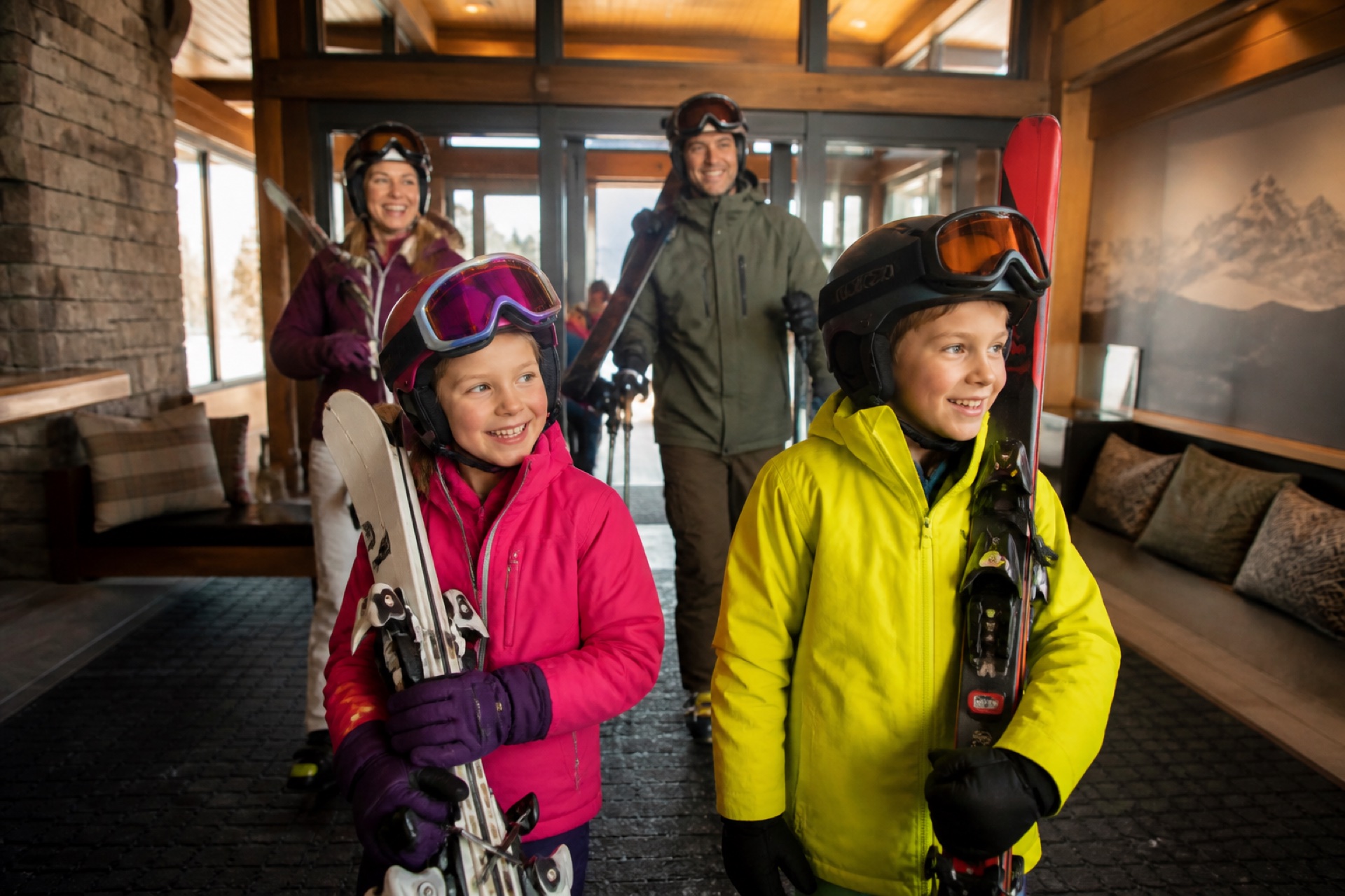 Family ski arrival at Ttnavi Resort